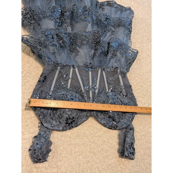 Corset Skater Tulle Lace Tiered Homecoming Dresses Milly Bridal Stormy Blue Gray - Picture 16 of 16